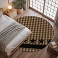 thumbnail image 3 of 3ft Round Rug, Brown Black Plaid Non-Skid Rubber Backing Large Area Rugs - Living Room Bedroom Home Office, Vintage Rustic Star Buffalo Check Indoor Floor Mat Carpets Washable Rug, 3 of 9