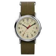 Timex Unisex Weekender Olive/Cream 38mm Casual Watch, Fabric Slip-Thru Strap