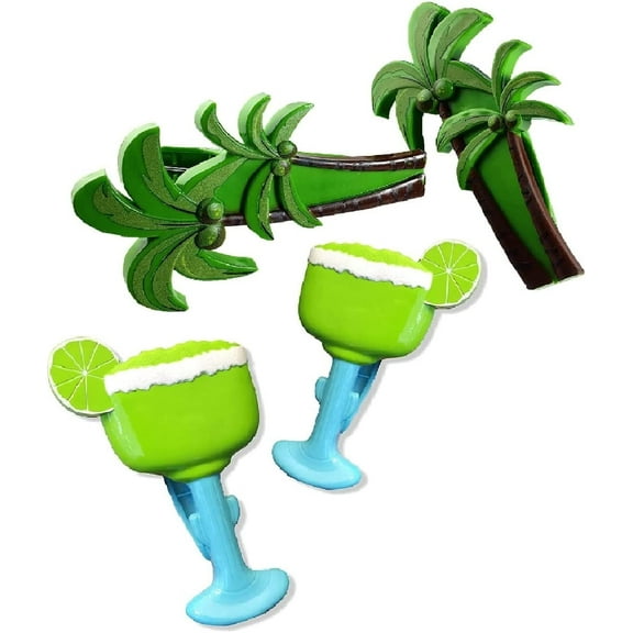 2 Set (4 Ct) Coconut / Lemon Green Cup Beach Towel Clips Jumbo Size for Beach Chair, Cruise Beach Patio, Pool Accessories for Chairs, Household Clip, Baby Stroller