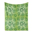 thumbnail image 1 of Green Soft Flannel Fleece Throw Blanket, Doodle Style Drawing of Alien Frogs Fantasy Theme Watercolors Cartoon Like Pattern Kids, Cozy Plush for Indoor and Outdoor Use, 70" x 90", Green, by Ambesonne, 1 of 6