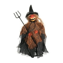 Halloween Witch Tree Topper Decoration, Crashing Witch into Tree Halloween Decoration, Black Witch with Spider Web Dress, Bat Wings, Witch Hat and Witch Broom Halloween Ornament for Home Decor