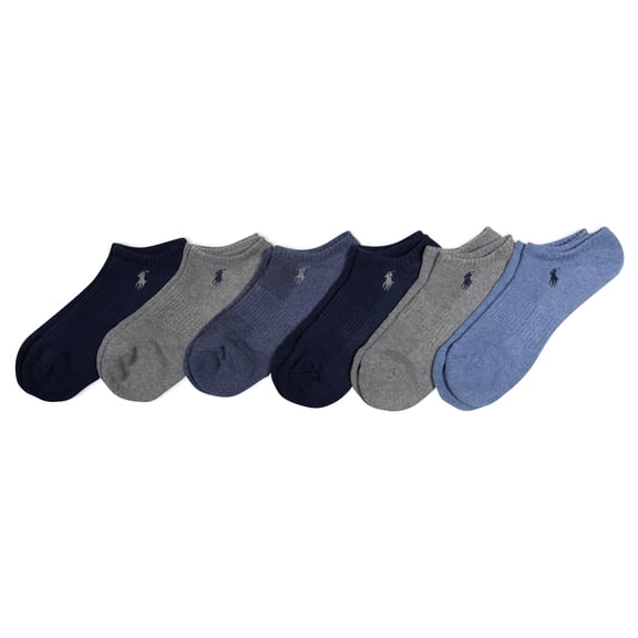 Polo Ralph Lauren Men's Athletic Performance Cotton Low Cut Socks-6 Pair Pack-Breathable Mesh & Sport Moisture Wicking, Denim, 6-12.5