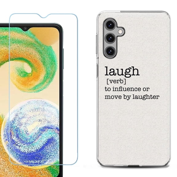 OneToughShield ® Compatible with Samsung Galaxy A15 5G, Shockproof Phone Case, with Tempered Glass Screen Protector - Dictionary/Laugh