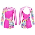 thumbnail image 3 of renvena Kids Girls One Piece Gymnastics Leotard Long Sleeve Ballet Dance Bodysuit Short Unitard Size 4-14 Hot Pink 8, 3 of 6