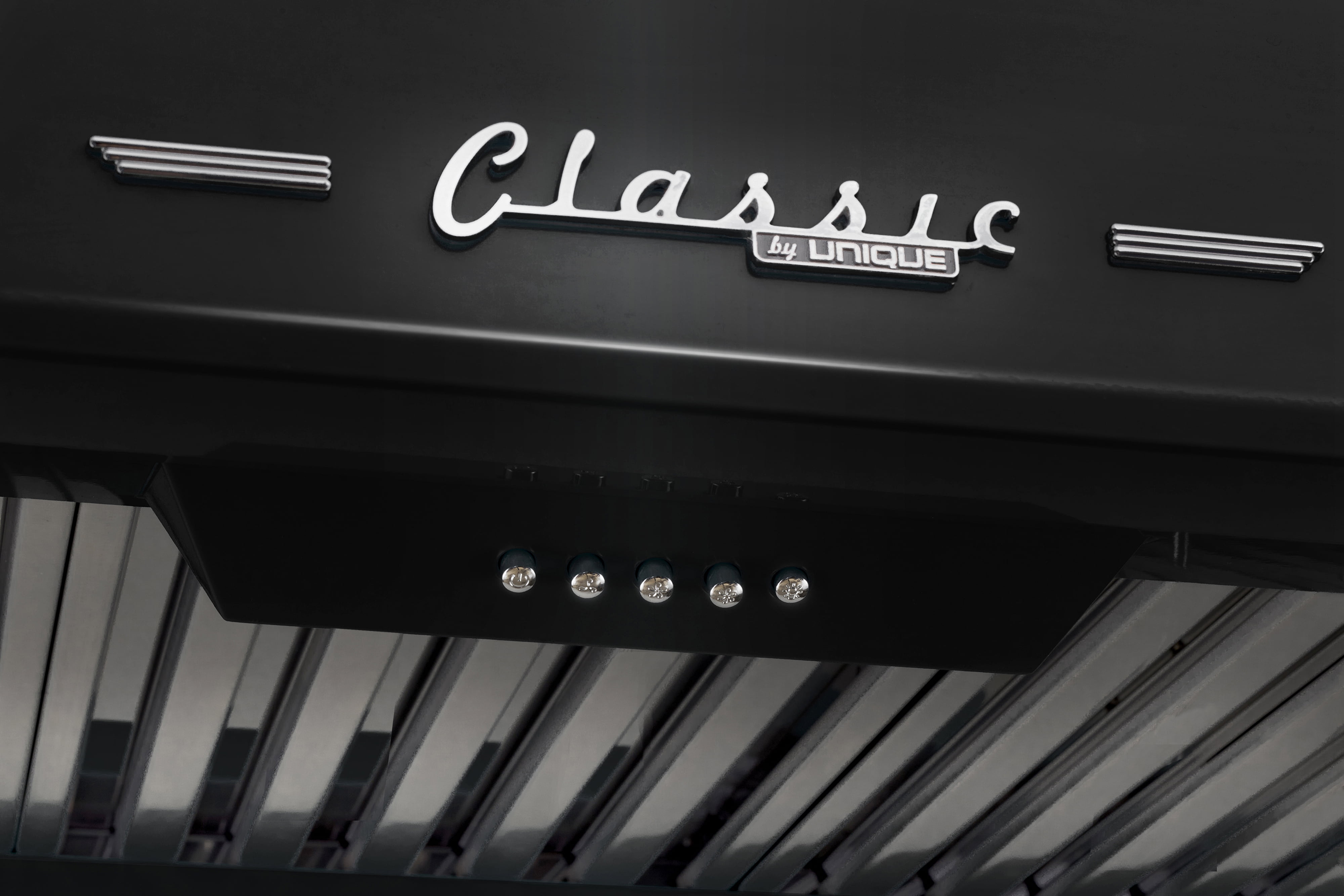 Unique Classic Retro 24" Under Cabinet Range Hood with 500 CFM and LED Lighting 110 volts in Midnight Black