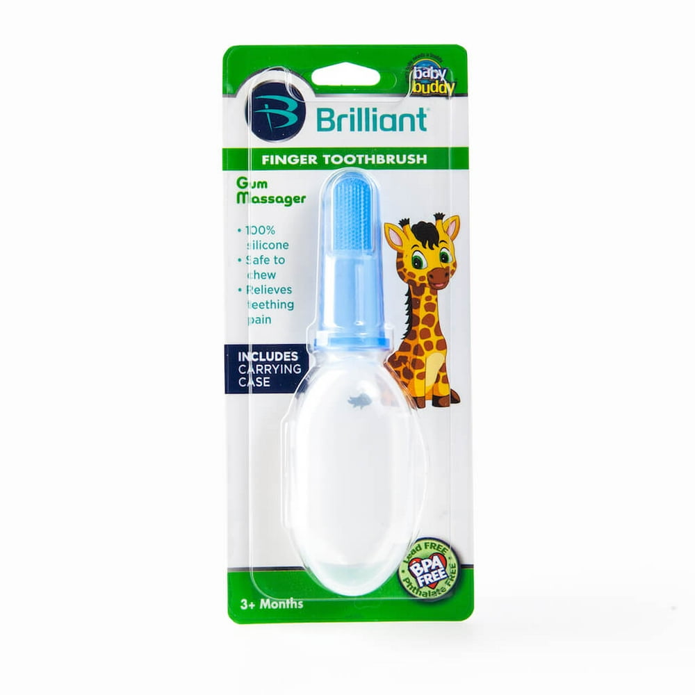Brilliant Baby Finger Toothbrush with Case, Soft Silicone Gum Massager