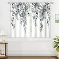 thumbnail image 4 of Eucalyptus Botanical Leaves Grey Floral Kitchen Window Curtains Over Sink Farmhouse Flower Leaf Small Window Treatment Cafe Short Curtains for Bathroom Treatment Tier Drapes 26x36 inch, 4 of 6