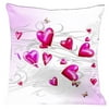 Lama Kasso 165 Butterflies and Hearts Floating Across a Soft White and Baby Pink Background 18 in. x 18 in. Satin Pillow