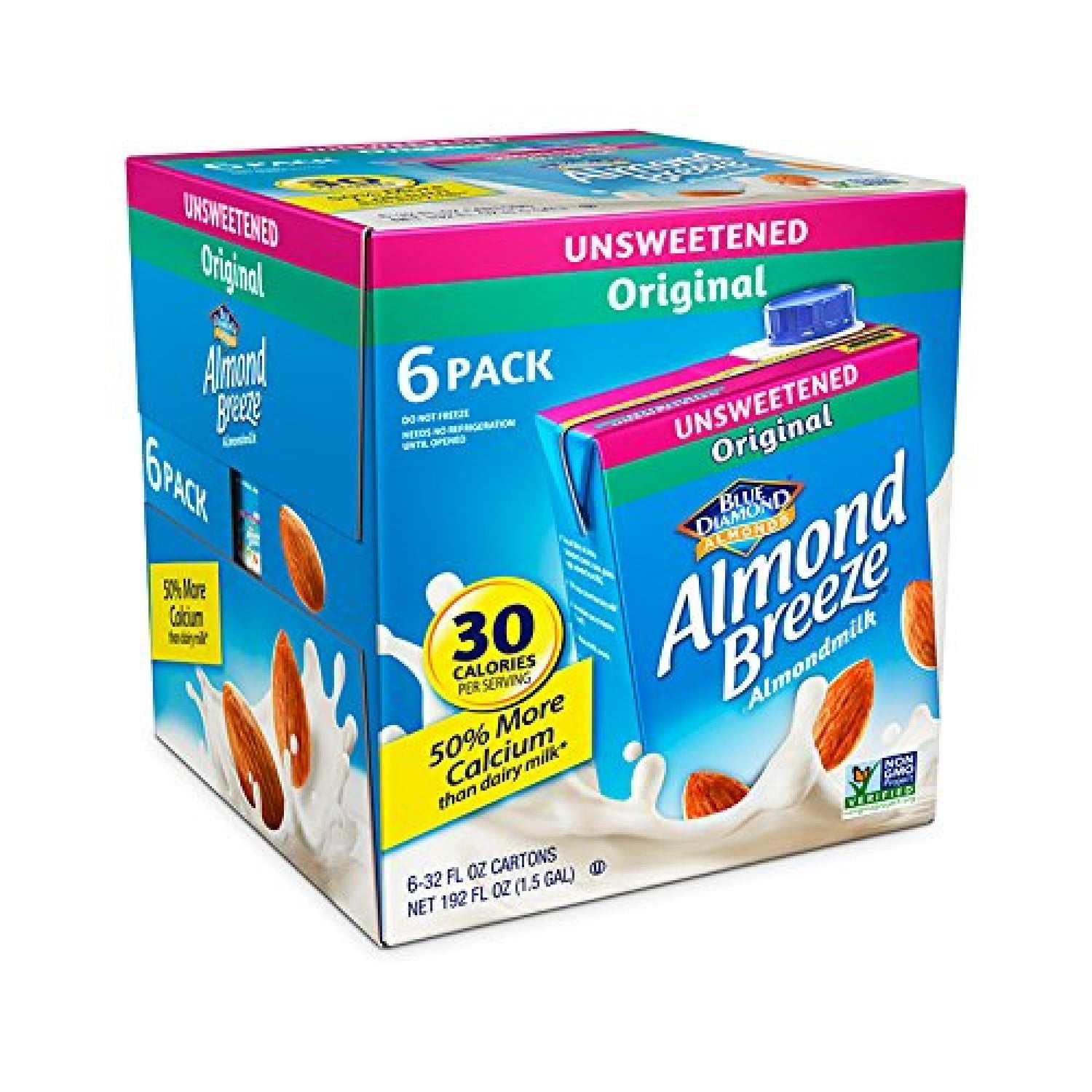 Almond Breeze Dairy Free Almondmilk, Unsweetened Original, 32 Ounce, 6