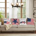 thumbnail image 6 of Set of 4 Patriotic Throw Pillow Covers 18x18 Velvet 4th of July Pillow Covers Memorial Day American Flag Red White Blue Cushion Covers Fourth of July Pillow Cases Home Outdoor Decorations (18), 6 of 6