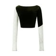 thumbnail image 3 of Liacowi Women Long Sleeve T-shirt Patchwork Pullover Casual Crop Tops Slim Fit, 3 of 9