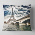 thumbnail image 2 of Designart Paris Eiffel Towerand Iena Bridge - Cityscape Photo Throw Pillow - 18x18, 2 of 5