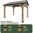 thumbnail image 3 of Auhilence 10x12 FT Cedar Wood Gazebo, Hardtop Gazebo with Galvanized Steel Peak Roof, 3 of 8