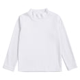 thumbnail image 3 of TiaoBug Kids Girls Boys Long Sleeve Mock Neck Thermal Underwear Top Winter Undershirt Fleece Baselayer T-Shirt White 11-12, 3 of 7
