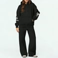 thumbnail image 4 of Sweat Set for Women Sweatsuits for Women Bow Sweatshirt Bow Hoodie Two Piece Outfits Bow Graphic Print Hoodie Sweatpants Set Oversized Sweatshirt and High Waist Sweatpants Tracksuit, Black-L, 4 of 4