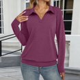 thumbnail image 5 of Sillenn Long Sleeve Polo Shirts Loose Fit Collared V Neck Golf Tunic Tops Soft Lightweight Dressy Casual Work Office Blouses Plus Size Stretchy Business Casual Trendy Fall Outfits Hot Pink Xxl, 5 of 5