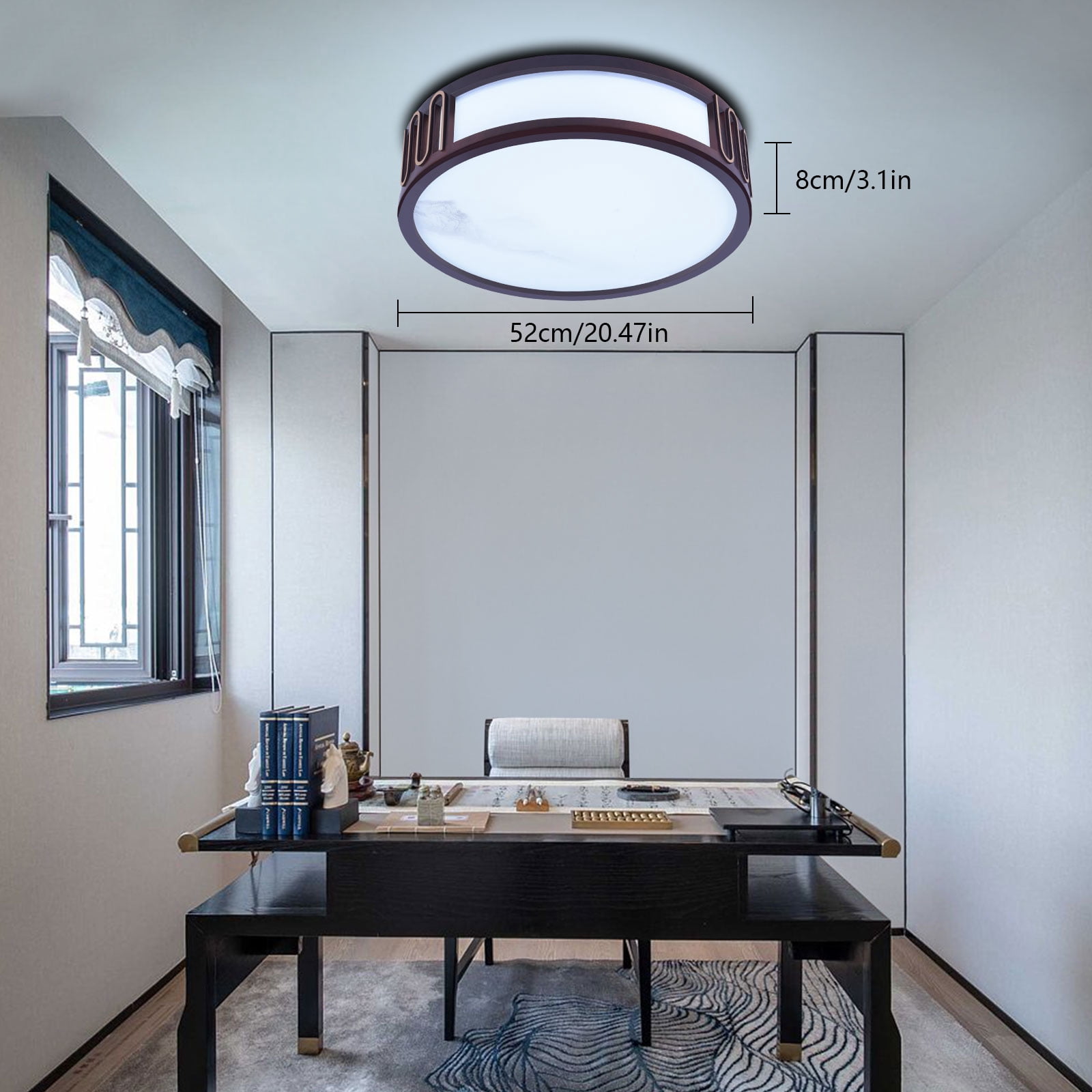 Ceiling Light Minimalist Wood Flush Mount Ceiling Light Fixture w/ Lampshade W/o Bulb for Living Rooms