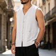 thumbnail image 2 of RFQWOVSR Mens Cotton Linen Summer Vest with Chinese Knot Buttons Loose Fit Retro M, 2 of 6