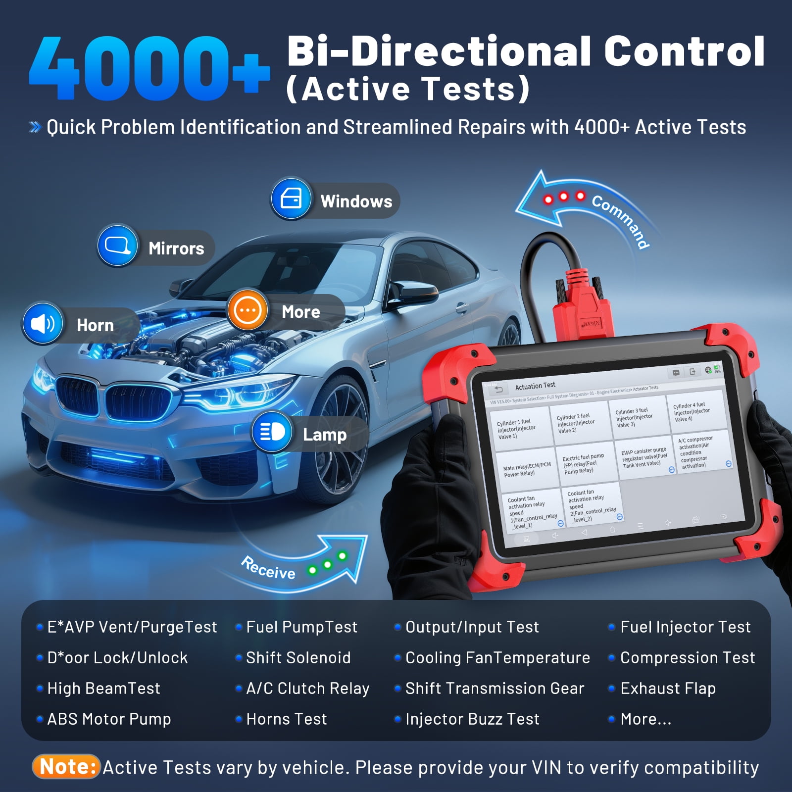 XTOOL D7 V2.0 Bi-Directional Scan Tool, Ai-Assisted OBD2 Scanner Car Code Reader with ECU Cod-ing, Full System Scan, 36+ Services