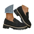 thumbnail image 3 of YLYL Women Suede Penny Loafers Chunky Heel Lug Sole Slip on Comfortable Casual Business Work Shoes, 3 of 9