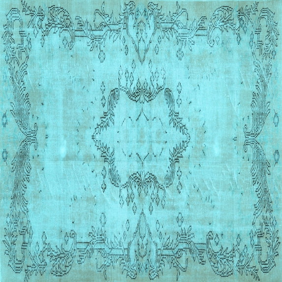 Ahgly Company Indoor Square Abstract Light Blue Contemporary Area Rugs, 6' Square