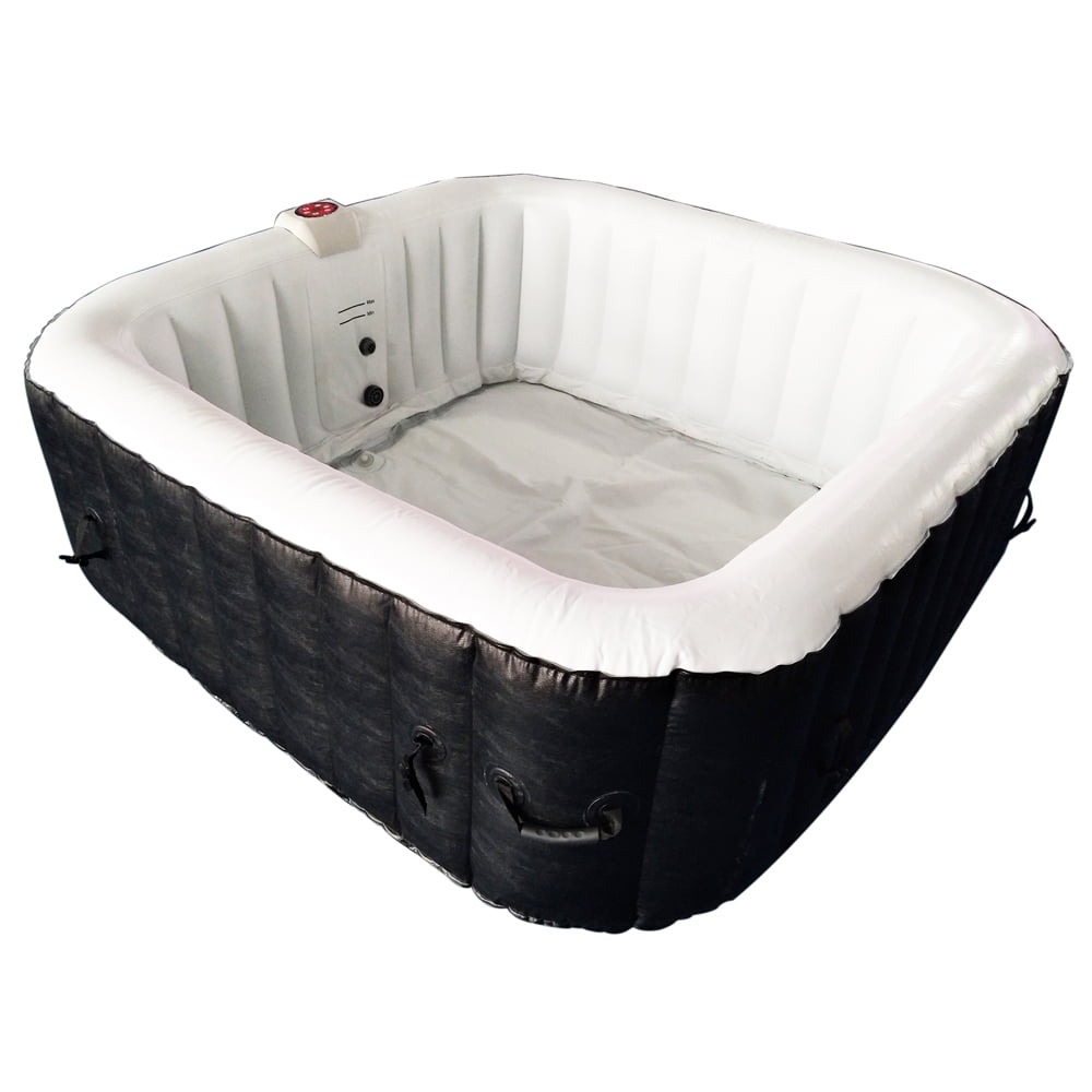 ALEKO HTISQ4BKWH Square Inflatable Hot Tub Spa With Cover 4 Person 160 Gallon Black and