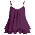 thumbnail image 5 of Wang6 Womens Spaghetti Strap Camisole Trendy Sleeveless Loose Tank Tops Summer Ruffle Hem Double Layer Going out Cami Tops Tees Shirts 0511liPurple XXL, 5 of 5
