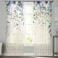 thumbnail image 3 of Blue Flower Semi Sheer Curtains 72 Inch Length 2 Panels Set, Farmhouse Eucalyptus Retro Country Plant Sheer Kitchen Curtain Privacy Voile Window Curtain for Living Room Bedroom Rod Pocket Drapes, 3 of 7