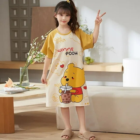Sanrioed Cinnamoroll Ma Mélodie Kuromi HelloKittys Anime Dessin Animé Filles Coton Chemise de Nuit Enfants à la Maison Vêtements Pyjamas Jupe