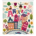 thumbnail image 3 of Ambesonne Dutch Shower Curtain, Cartoon Amsterdam Houses, 69"Wx84"L, Multicolor, 3 of 3