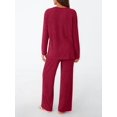 thumbnail image 5 of Womens Lounge Sets 2 Piece Matching Pajamas Fall Fashion Ribbed Knit Outfits Long Sleeve Casual Sweatsuits Rose Red XXL, 5 of 7