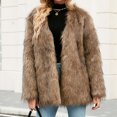 thumbnail image 6 of Penkiiy Women's Long Sleeve Fluffy Faux Fur Warm Coat Faux Fur Coat Brown, 6 of 9