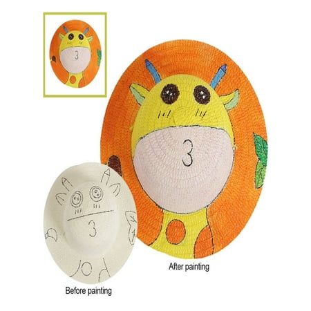 

Zupora Toddler Boys Girls Children DIY Straw Hats Self-painting Art Sun Hats (Note: The Hats Are All White The Color Picture Is The Effect After Coloring)