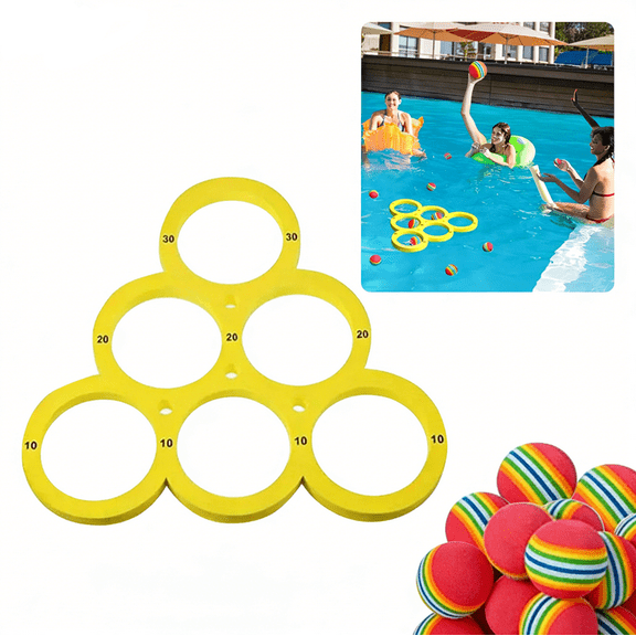 2Pcs Pool Games Pool Toys Games Set Floating Pool Throwing Game Swimming Pool Toys and Games Pool Floating Throwing Games Summer Beach Party Toys with 12 Colorful Tossing Balls