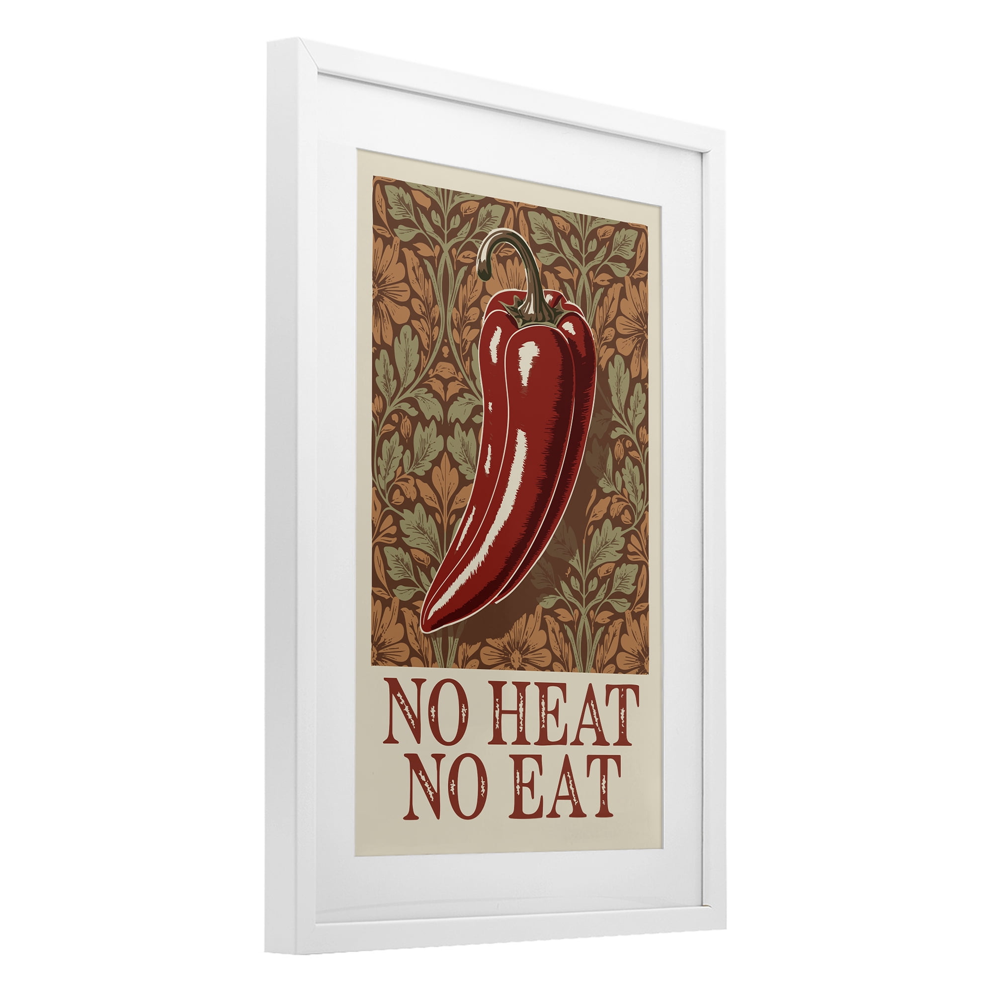 Stupell Industries No Heat or Eat Pepper White Framed Print Under Glass, design by Andreas Magnusson