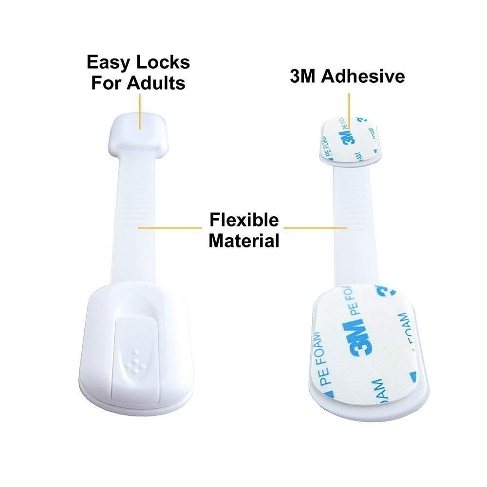 8 Pack Child Proof Cabinet Locks, Baby Proofing for Toilet, Refrigerator, Oven, Trash Can -Multi-Use Child Safety Locks, Easy Install, No Drilling or Damage with 3M Adhesive Adjustable Straps
