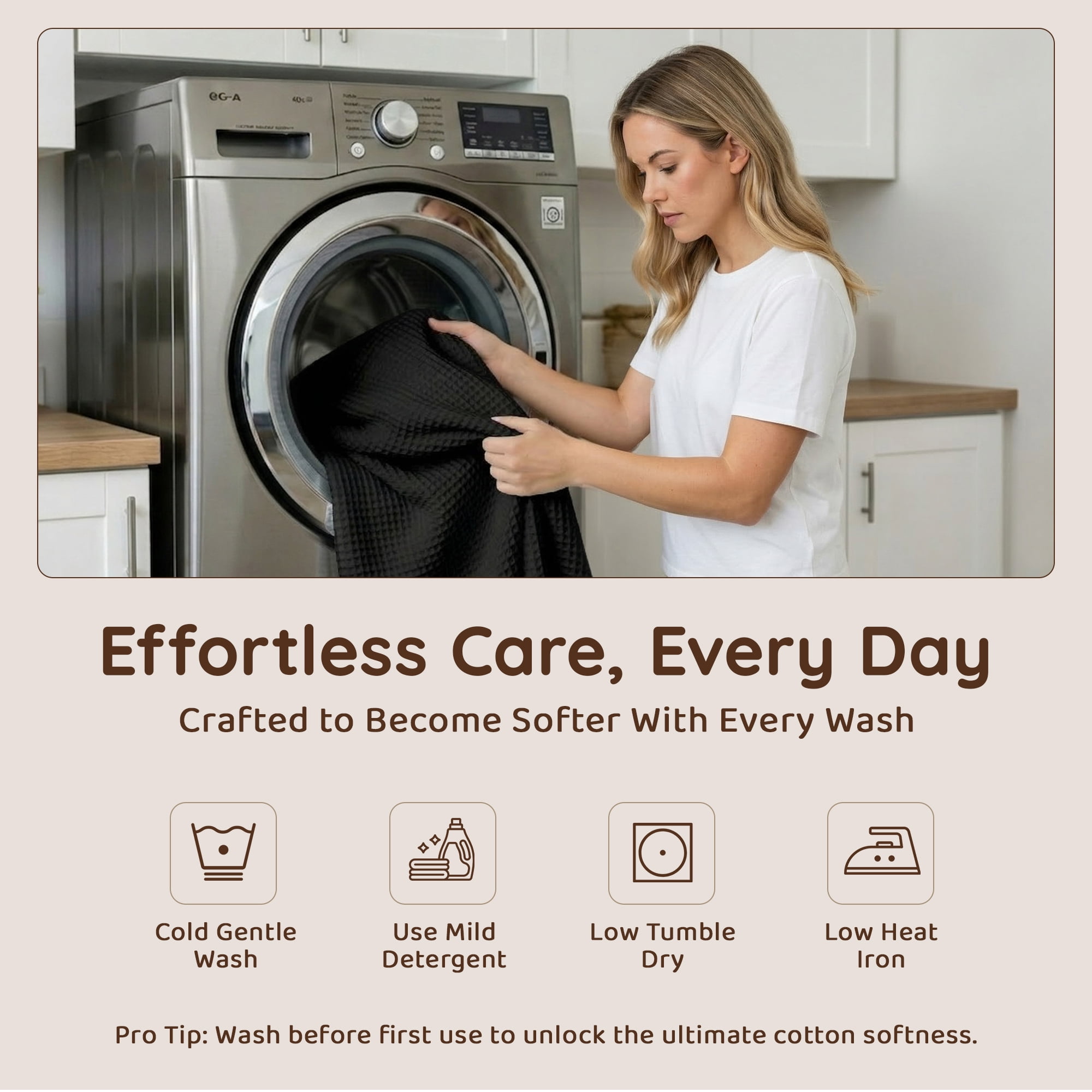 Loomsnest Ultra Soft Black Twin Waffle Blanket, 100% Cotton Blanket for Bed, Sofa & Couch, Waffle Weave All Season Throw for Hot Sleeper, Lightweight & Breathable, 60" x 90"