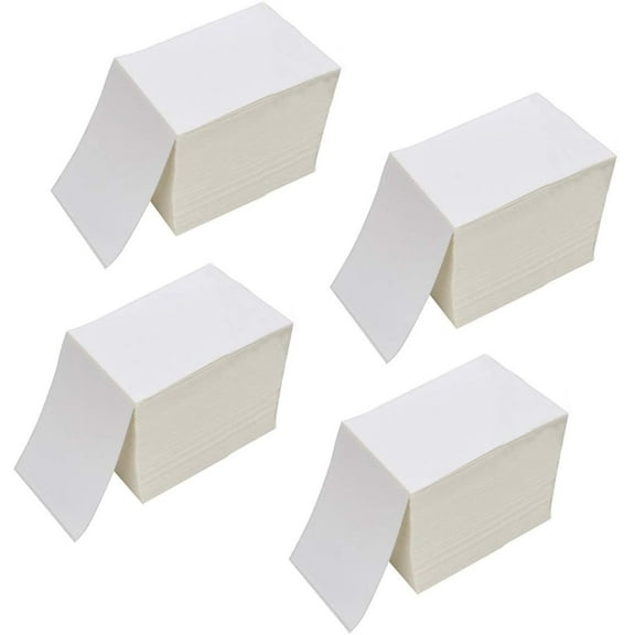 SJPACK 4" x 6" Fanfold Direct Thermal Labels - White Shipping Mailing Postage Labels, Perforated, Permanent Adhesive(4 Stacks - 4000 Labels)