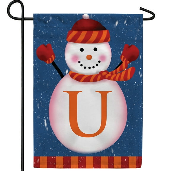 America Forever Winter Monogram Letter U Garden Flag, Snowman Garden D‚cor, Vertical Double Sided 12.5 x 18 inches Merry Christmas Snowflake Winter Holiday Seasonal Flags for Outdoor Decoration