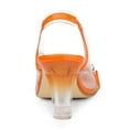 thumbnail image 4 of BLISSFUL STEP Women's Flower Rhinestone Slingback Clear Mid Heel Slip On Sandals Orange 9.5, 4 of 8