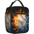 thumbnail image 2 of White Baseball Stitches Lunch Box,Cool Fire Water Sport Lunch Bag Sport Insulated for Men Women Portable Adults Lunch Bag Reusable Baseball Cooler lunchbox for Office Work Travel, 2 of 8