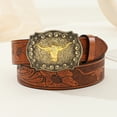 thumbnail image 6 of Vintage Western Belt Longhorn Bull Belt Buckle Belt Cowboy Belts For Men Western With Big Buckle Jeans Belt Leather Belt, 6 of 9