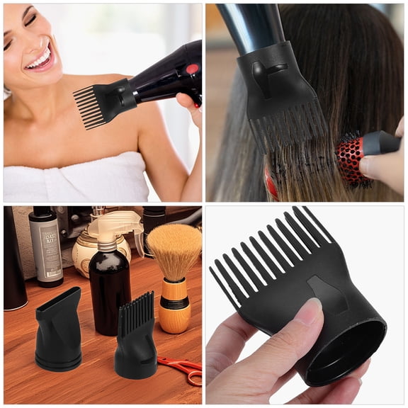 SEWACC 6-Pack Black Hair Dryer Nozzle Attachments for Even Heat Distribution and Styling Control