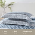 thumbnail image 3 of Bedduvit Blue Gray Queen Size Quilt - 100% Cotton Farmhouse Blue Floal Striped Quilt for Queen Bed, Reversible Lightweight Queen Size Bedspread with 2 Pillow Shams, 3-Piece Bedding Set All Season, 3 of 13