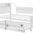 thumbnail image 3 of Benzara Metal Twin Size Daybed and Trundle with Recessed Panels in White, 3 of 5