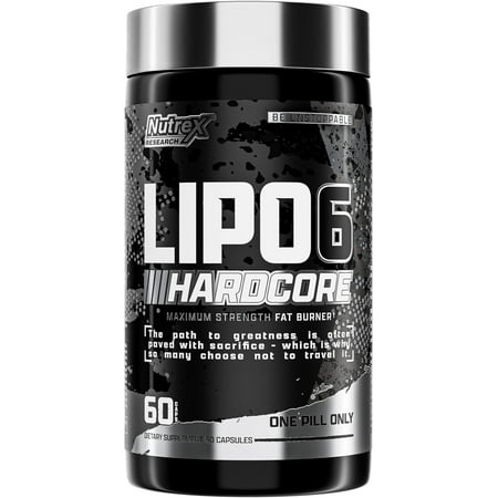 Nutrex Research Lipo-6 Hardcore Weight Loss Supplement, Appetite Suppressant, Diet Pills, Fat Burner Capsules – 60 Count