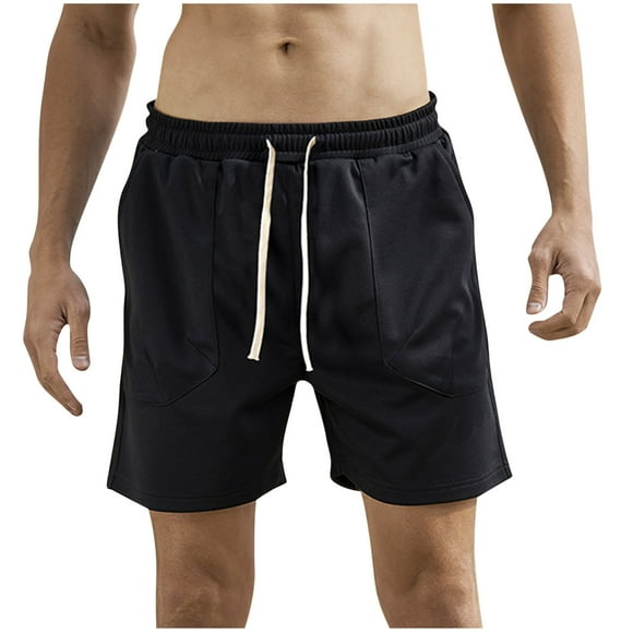 Below The Knee Cargo Shorts for Men Mens Ahorts, Men's Summer Shorts With Elastic Waistband Solid Color Pocket Casual Five Quarter Pants