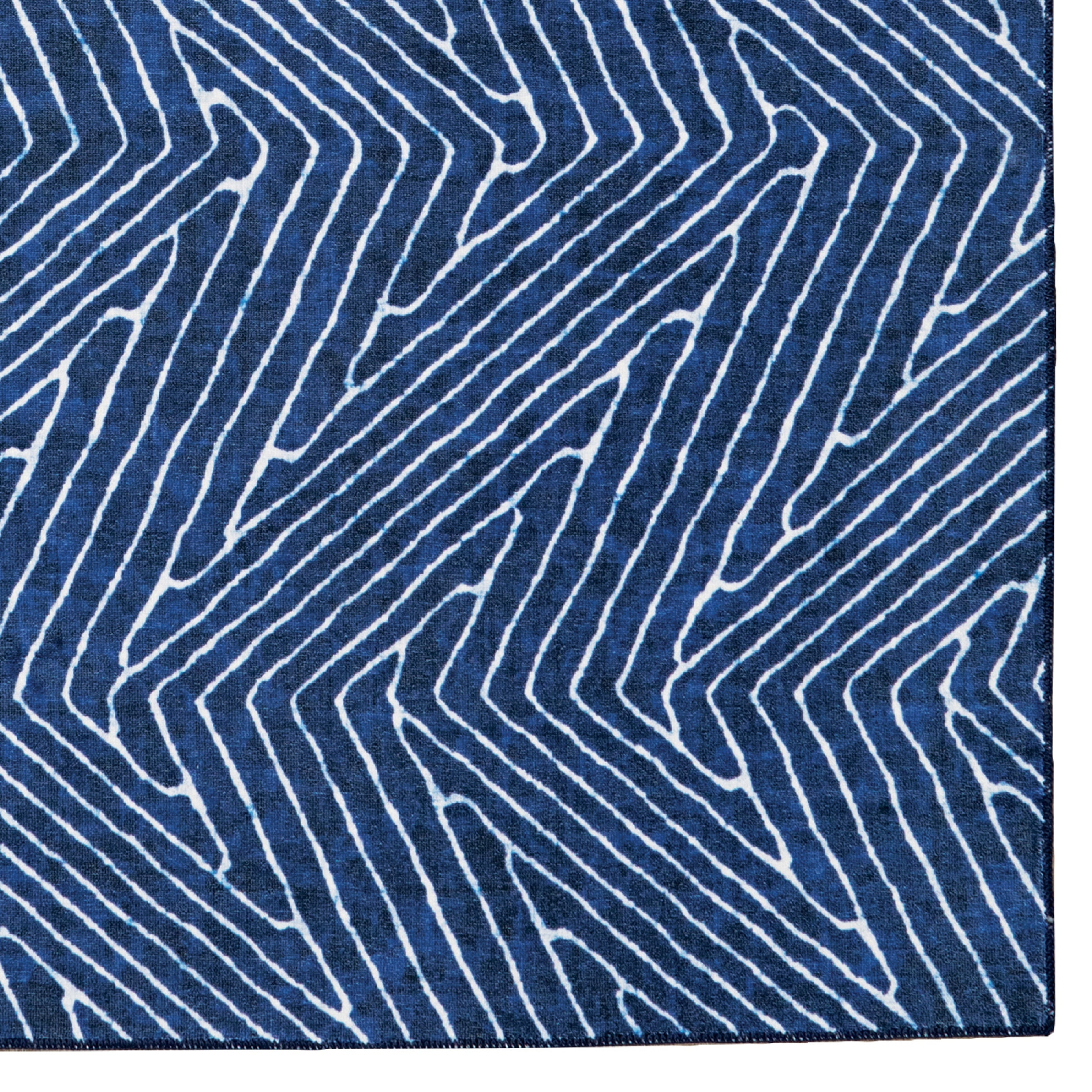 Linon Home Décor Washable Fuller Area Rug or Runner Collection, Blue and Ivory, 2' x 3'