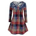 thumbnail image 1 of Rosegal Women's Plus Size Button Lace Insert Checkered Blouse, 1 of 5