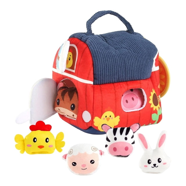 Set de juego de peluches con animales de granja para la interacción entre padres e hijos. Juguete portátil y suave para el aprendizaje temprano de beb 18 x 15 x 22 cm